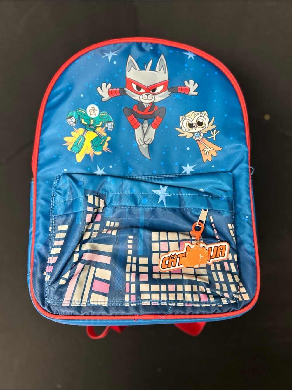 EPIC Blue Cat Ninja Kids Backpack with Superhero Cat Design